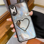 ハート型ミラー 電気めっき TPU + アクリル スマホケース ホルダー付き、iPhone XR 用、iPhone XS Max 用