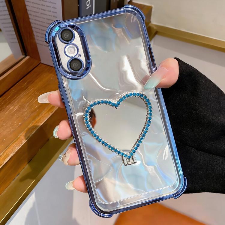 ハート型ミラー 電気めっき TPU + アクリル スマホケース ホルダー付き、iPhone XR 用、iPhone XS Max 用