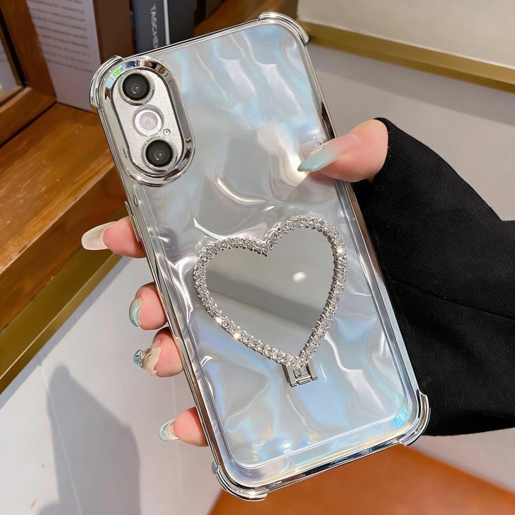 ハート型ミラー 電気めっき TPU + アクリル スマホケース ホルダー付き、iPhone XR 用、iPhone XS Max 用