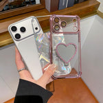 ハート型ミラー 電気めっき TPU + アクリル スマホケース ホルダー付き、iPhone XR 用、iPhone XS Max 用