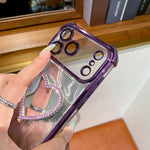 ハート型ミラー 電気めっき TPU + アクリル スマホケース ホルダー付き、iPhone XR 用、iPhone XS Max 用