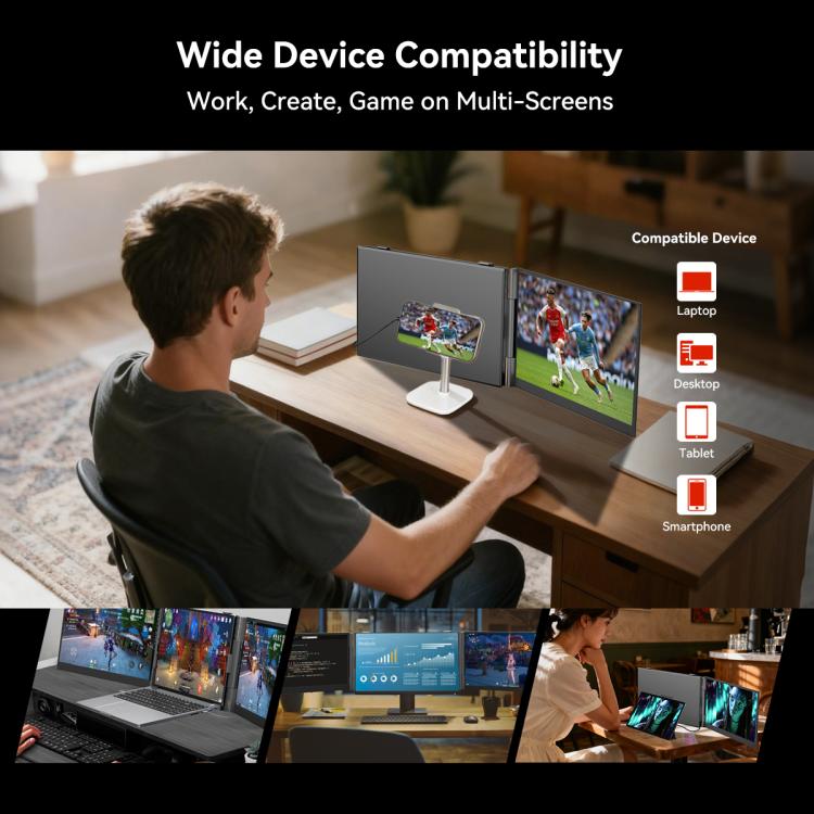 Blackview DCM6 14インチ デュアルスクリーン ポータブルノートパソコン拡張モニター スタンド付き、DCM6