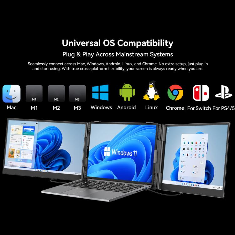 Blackview DCM6 14インチ デュアルスクリーン ポータブルノートパソコン拡張モニター スタンド付き、DCM6