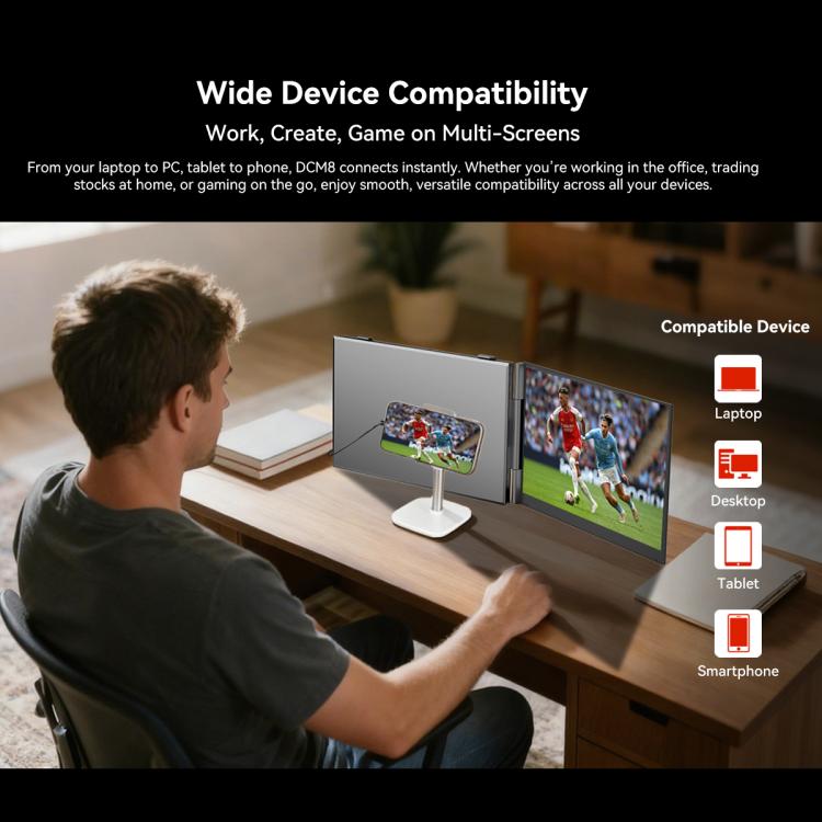 Blackview DCM8 15.3インチ デュアルディスプレイ ポータブルノートパソコン LCDモニター拡張器 スタンド付き、DCM8