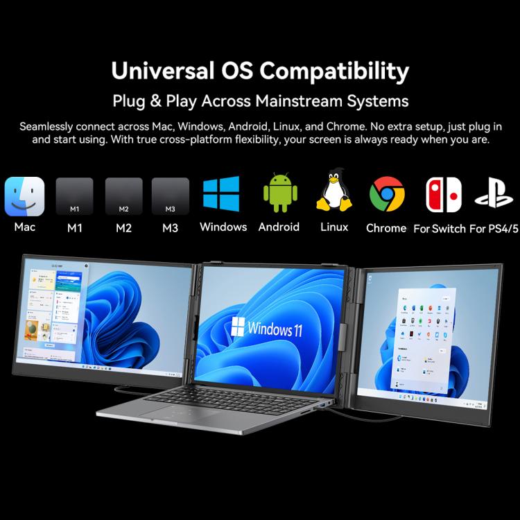 Blackview DCM8 15.3インチ デュアルディスプレイ ポータブルノートパソコン LCDモニター拡張器 スタンド付き、DCM8