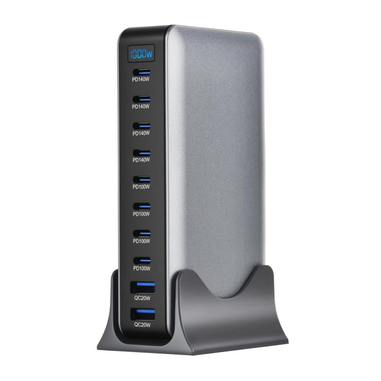 YMX-1000W 1000W 8ポートType-Cと2ポートUSB 10ポートデジタル表示多機能充電器、AUプラグ、EUプラグ、UKプラグ、USプラグ