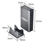 YMX-1000W 1000W 8ポートType-Cと2ポートUSB 10ポートデジタル表示多機能充電器、AUプラグ、EUプラグ、UKプラグ、USプラグ