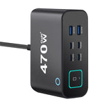 YMX-615-LCD470W 4xType-Cと2xUSB 470W GaN多機能充電器、AUプラグ、EUプラグ、UKプラグ、USプラグ