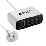 YMX-615-LCD470W 4xType-Cと2xUSB 470W GaN多機能充電器、AUプラグ、EUプラグ、UKプラグ、USプラグ