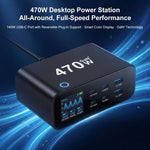 YMX-615-LCD470W 4xType-Cと2xUSB 470W GaN多機能充電器、AUプラグ、EUプラグ、UKプラグ、USプラグ