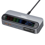 YMX-LCD405W 405W 3xType-C and 2xUSB GaN Smart Digital Display Multi-Function Charger, AU Plug, EU Plug, UK Plug, US Plug