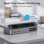 YMX-LCD405W 405W 3xType-C and 2xUSB GaN Smart Digital Display Multi-Function Charger, AU Plug, EU Plug, UK Plug, US Plug