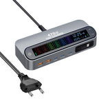 YMX-LCD470W 470W 3xType-Cと2xUSB GaNスマートデジタル表示多機能充電器、Type-C巻き取りケーブル付き、AUプラグ、EUプラグ、UKプラグ、USプラグ