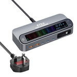 YMX-LCD470W 470W 3xType-Cと2xUSB GaNスマートデジタル表示多機能充電器、Type-C巻き取りケーブル付き、AUプラグ、EUプラグ、UKプラグ、USプラグ