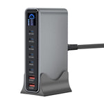 YMX-LCD670W 670W 6xType-Cと2xUSB GaNデジタル表示多機能充電器、AUプラグ、EUプラグ、UKプラグ、USプラグ