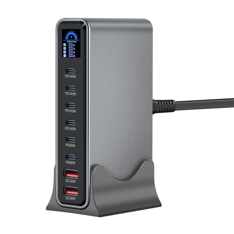 YMX-LCD670W 670W 6xType-Cと2xUSB GaNデジタル表示多機能充電器、AUプラグ、EUプラグ、UKプラグ、USプラグ