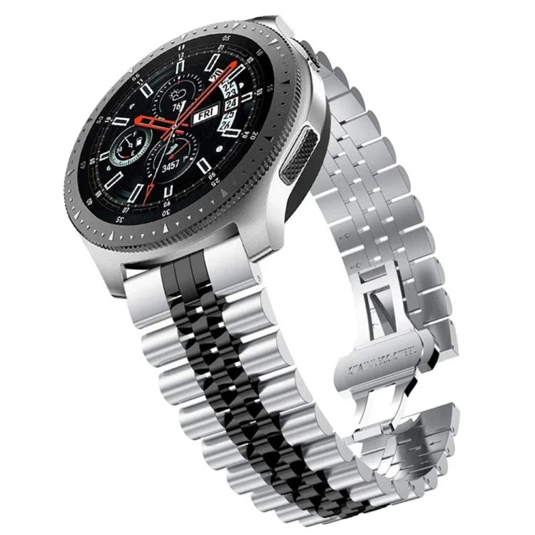 五連ビーズスチール交換用ストラップウォッチバンド、20mm Samsung Galaxy Watch 3 41mm用、22mm Samsung Galaxy Watch 3 45mm用、20mm Amazfit GTR 2 / Amazfit GTR 47mm用、22mm Amazfit GTR 42mm用、20mm Huawei Watch GT 2 42mm用