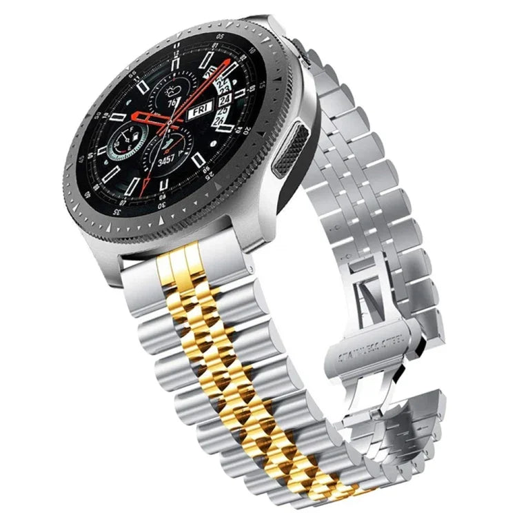 五連ビーズスチール交換用ストラップウォッチバンド、20mm Samsung Galaxy Watch 3 41mm用、22mm Samsung Galaxy Watch 3 45mm用、20mm Amazfit GTR 2 / Amazfit GTR 47mm用、22mm Amazfit GTR 42mm用、20mm Huawei Watch GT 2 42mm用