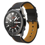 Samsung Galaxy Watch 3 45mm用 丸穴ライン本革交換用ストラップウォッチバンド