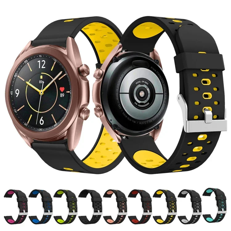 Samsung Galaxy Watch 3 41mm用 三列穴シリコン交換用ストラップウォッチバンド、Samsung Galaxy Watch 3 41mm用
