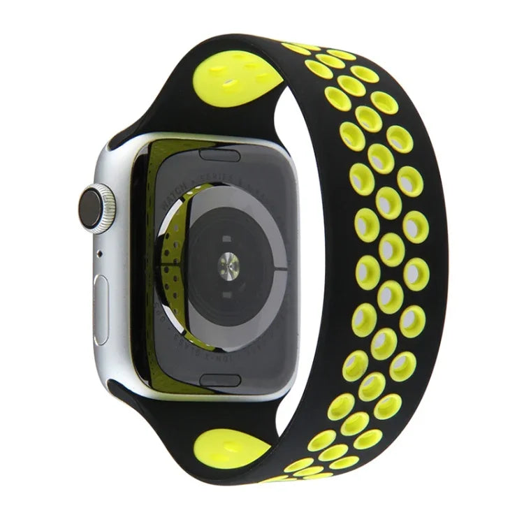 伸縮性シリコンウォッチバンド、Apple Watch Series 6 & SE & 5 & 4 40mm / 3 & 2 & 1 38mm対応、135mm（ブラックイエロー）、135mm（ブラックグレー）、150mm（レッドブラック）