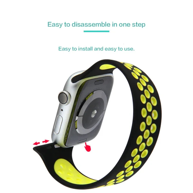伸縮性シリコンウォッチバンド、Apple Watch Series 6 & SE & 5 & 4 40mm / 3 & 2 & 1 38mm対応、135mm（ブラックイエロー）、135mm（ブラックグレー）、150mm（レッドブラック）