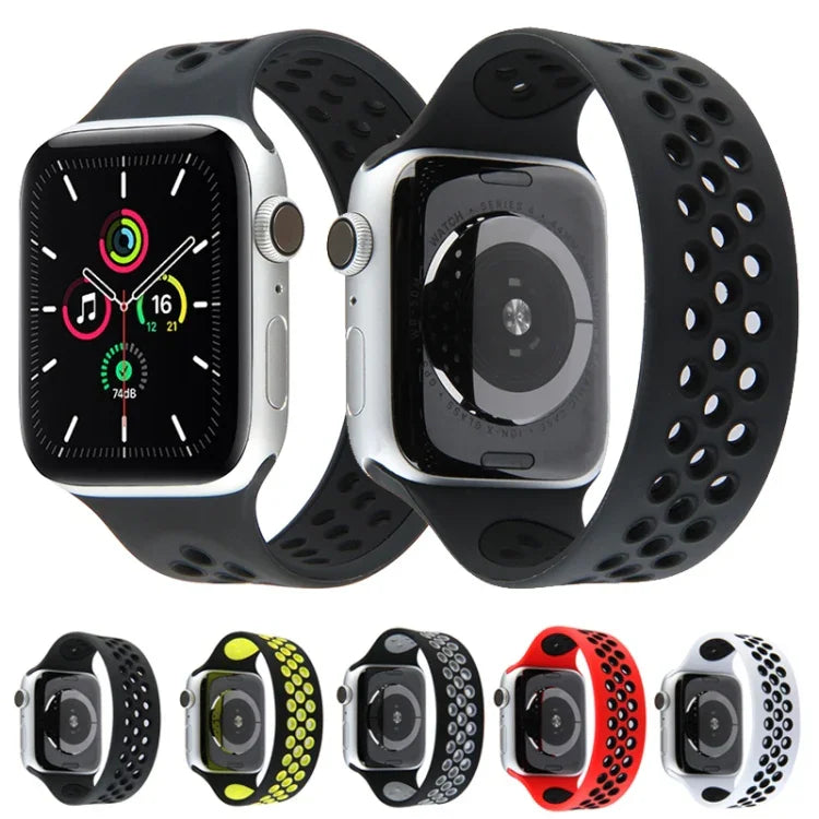 伸縮性シリコンウォッチバンド、Apple Watch Series 6 & SE & 5 & 4 40mm / 3 & 2 & 1 38mm対応、135mm（ブラックイエロー）、135mm（ブラックグレー）、150mm（レッドブラック）