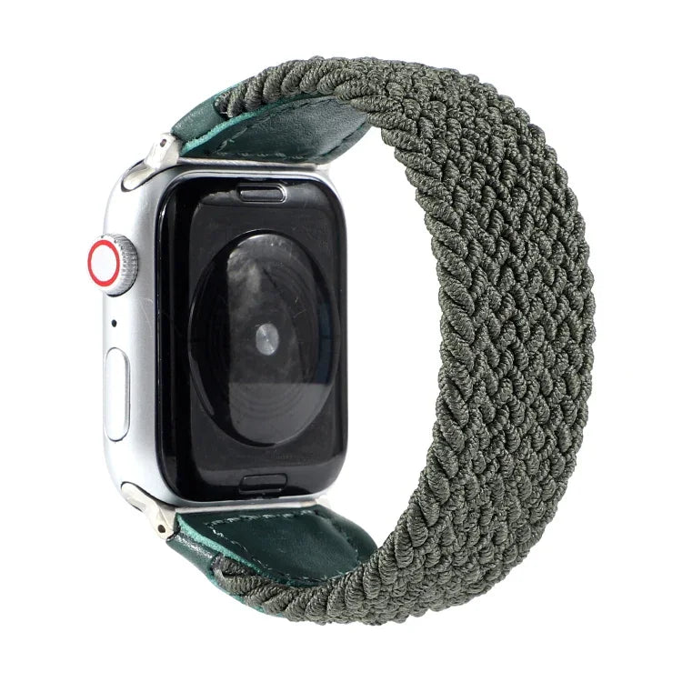 ナイロン＋レザー編み込みウォッチバンド、Apple Watch Series 6 & SE & 5 & 4 40mm / 3 & 2 & 1 38mm対応、S、M、L