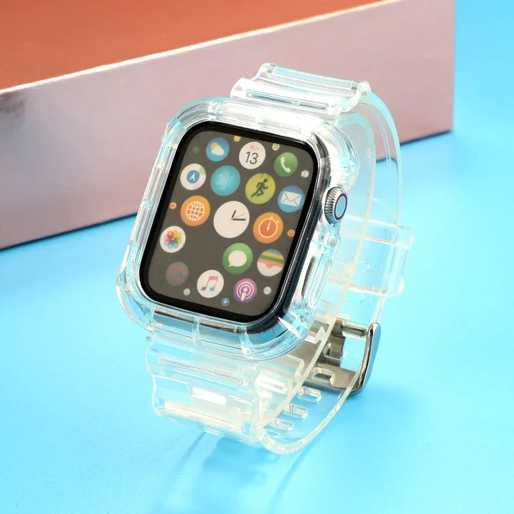透明TPU一体型交換用ウォッチストラップ、Apple Watch Series 8&7 41mm / SE 2&6&SE&5&4 40mm / 3&2&1 38mm対応、Apple Watch Series 7 41mm / 6 & SE & 5 & 4 40mm / 3 & 2 & 1 38mm対応