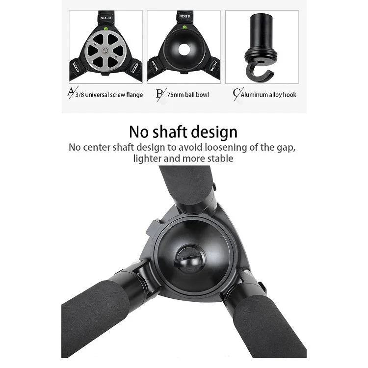 BEXIN ST424C Rugged Camcorder Photographic Carbon Fiber Big Tripod, Max Tube: 40mm, ST424C