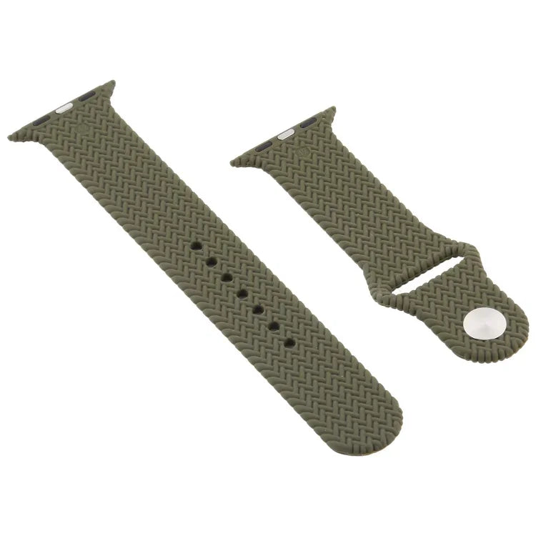 編み込みパターン シリコン スナップ時計バンド Apple Watch Series 6 & SE & 5 & 4 40mm / 3 & 2 & 1 38mm 用、Apple Watch Series 7 41mm / 6 & SE & 5 & 4 40mm / 3 & 2 & 1 38mm 用、Apple Watch Series 8&7 41mm / SE 2&6&SE&5&4 40mm / 3&2&1 38mm 用
