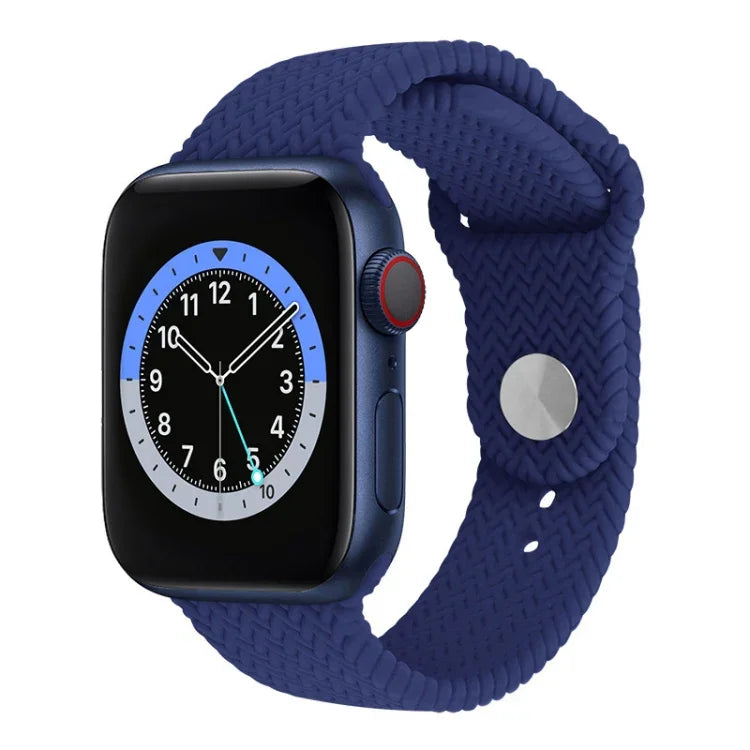 編み込みパターン シリコン スナップ時計バンド Apple Watch Series 6 & SE & 5 & 4 40mm / 3 & 2 & 1 38mm 用、Apple Watch Series 7 41mm / 6 & SE & 5 & 4 40mm / 3 & 2 & 1 38mm 用、Apple Watch Series 8&7 41mm / SE 2&6&SE&5&4 40mm / 3&2&1 38mm 用