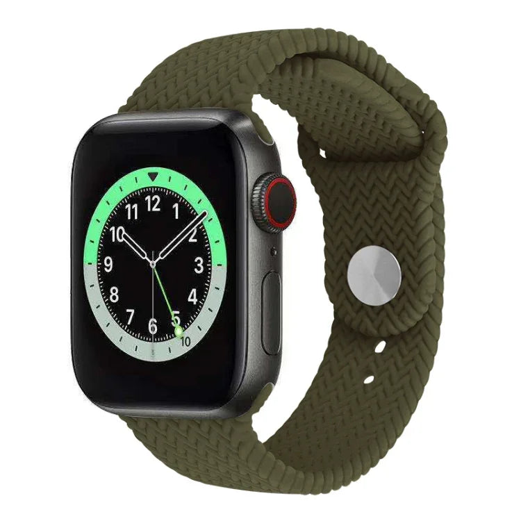 編み込みパターン シリコン スナップ時計バンド Apple Watch Series 6 & SE & 5 & 4 44mm / 3 & 2 & 1 42mm 用、Apple Watch Ultra 49mm / Series 8&7 45mm / SE 2&6&SE&5&4 44mm / 3&2&1 42mm 用、Apple Watch Series 7 45mm / 6 & SE & 5 & 4 44mm / 3 & 2 & 1 42mm 用