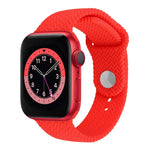 編み込みパターン シリコン スナップ時計バンド Apple Watch Series 6 & SE & 5 & 4 44mm / 3 & 2 & 1 42mm 用、Apple Watch Ultra 49mm / Series 8&7 45mm / SE 2&6&SE&5&4 44mm / 3&2&1 42mm 用、Apple Watch Series 7 45mm / 6 & SE & 5 & 4 44mm / 3 & 2 & 1 42mm 用