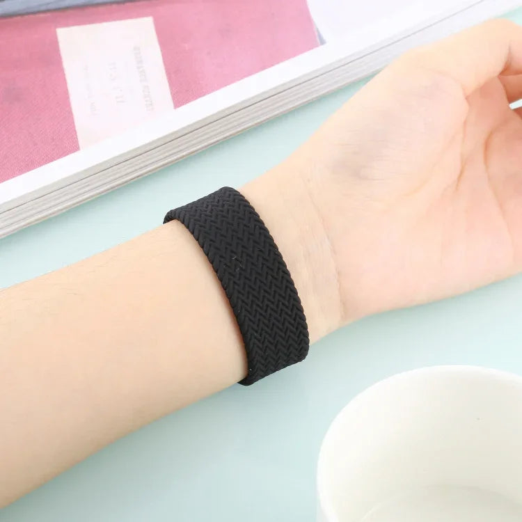 シングルターン 編み込みパターン シリコン時計バンド Apple Watch Series 6 & SE & 5 & 4 40mm / 3 & 2 & 1 38mm 用、S、M、L
