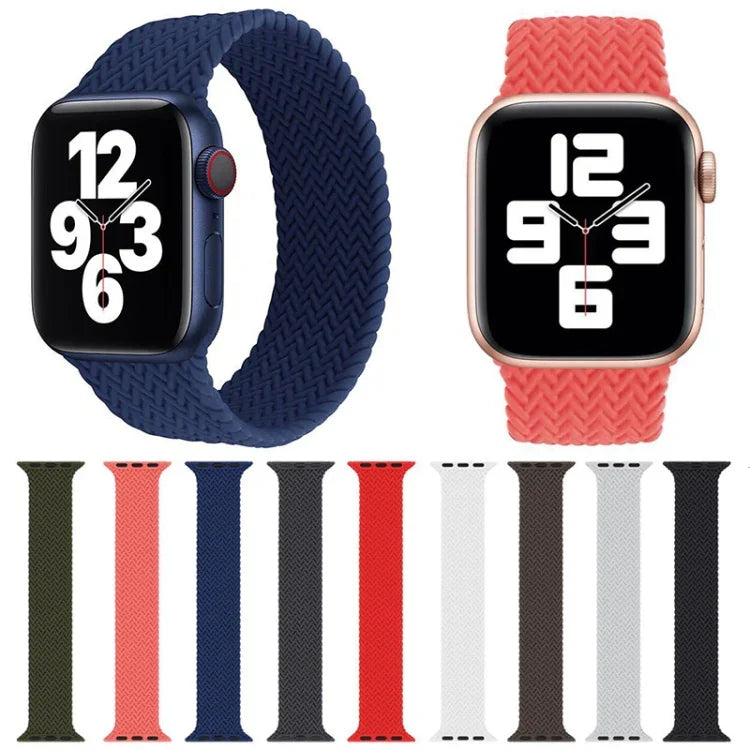シングルターン 編み込みパターン シリコン時計バンド Apple Watch Series 6 & SE & 5 & 4 40mm / 3 & 2 & 1 38mm 用、S、M、L
