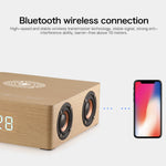 Q5A 多機能木製タッチクロックディスプレイ ワイヤレス充電 Bluetoothスピーカー TFカード＆Uディスク＆3.5mm AUX対応, Q5A