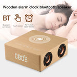 Q5A 多機能木製タッチクロックディスプレイ ワイヤレス充電 Bluetoothスピーカー TFカード＆Uディスク＆3.5mm AUX対応, Q5A