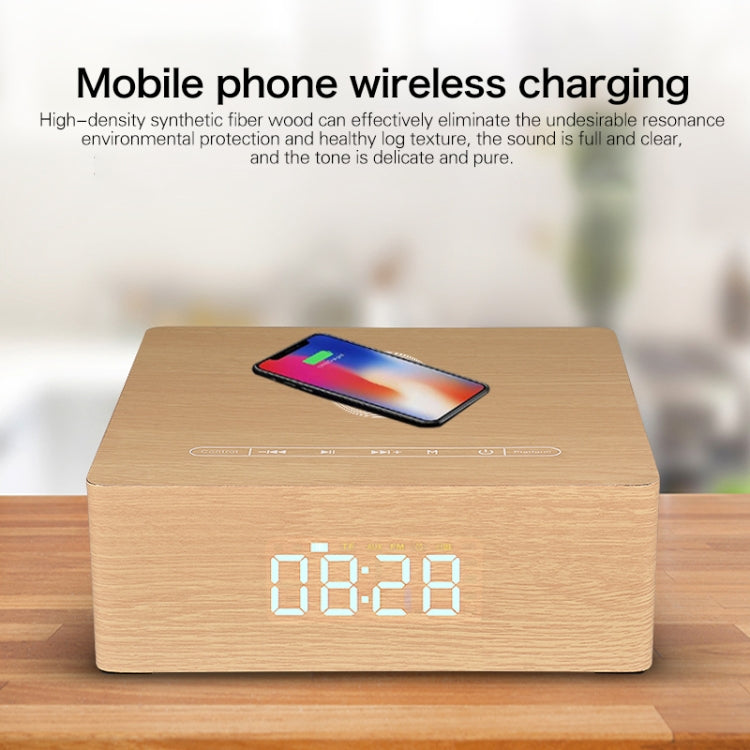 Q5A 多機能木製タッチクロックディスプレイ ワイヤレス充電 Bluetoothスピーカー TFカード＆Uディスク＆3.5mm AUX対応, Q5A