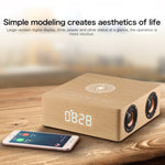 Q5A 多機能木製タッチクロックディスプレイ ワイヤレス充電 Bluetoothスピーカー TFカード＆Uディスク＆3.5mm AUX対応, Q5A