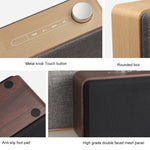 W5A サブウーファーファブリック木製タッチ Bluetoothスピーカー TFカード＆Uディスク＆3.5mm AUX対応, ウォールナット, イエロウッド