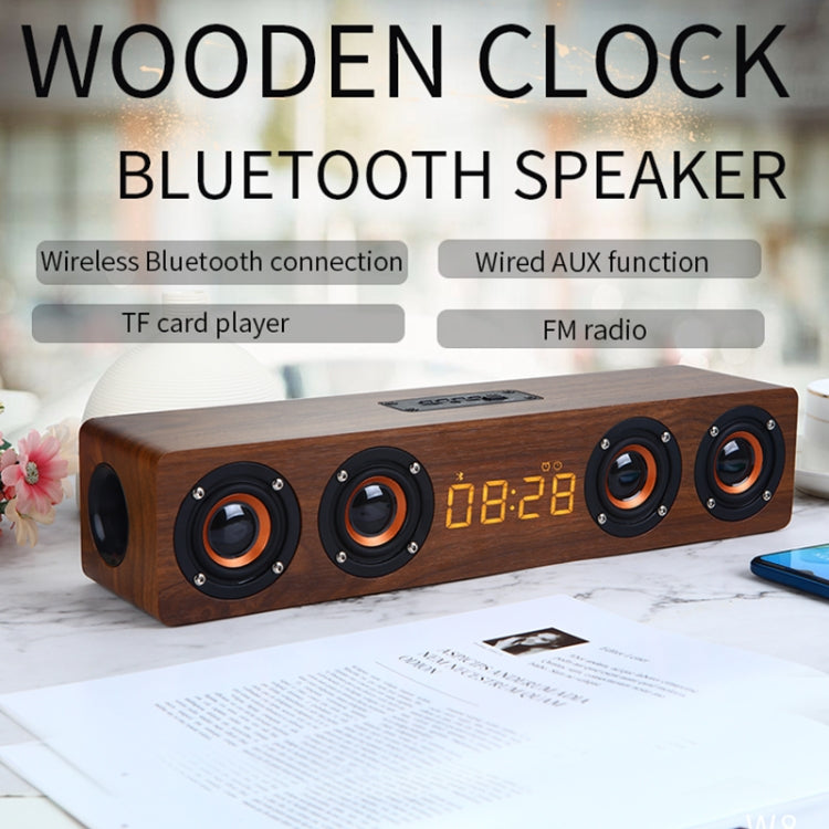 W8C 木製クロックサブウーファー Bluetoothスピーカー TFカード＆Uディスク＆3.5mm AUX対応