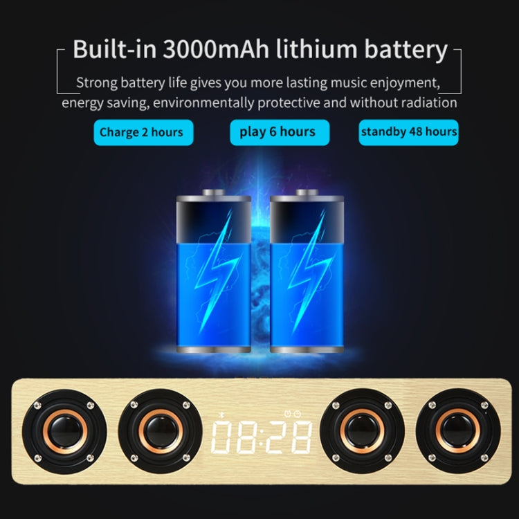 W8C 木製クロックサブウーファー Bluetoothスピーカー TFカード＆Uディスク＆3.5mm AUX対応
