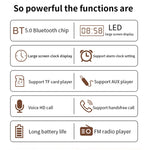 W8C 木製クロックサブウーファー Bluetoothスピーカー TFカード＆Uディスク＆3.5mm AUX対応