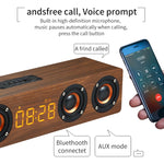 W8C 木製クロックサブウーファー Bluetoothスピーカー TFカード＆Uディスク＆3.5mm AUX対応