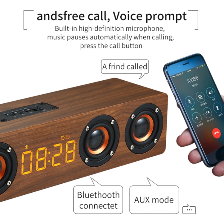 W8C 木製クロックサブウーファー Bluetoothスピーカー TFカード＆Uディスク＆3.5mm AUX対応