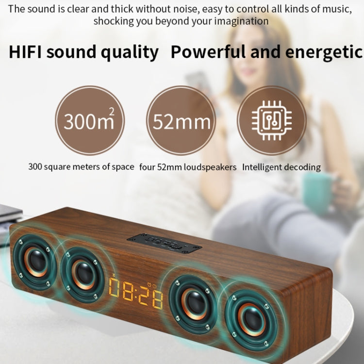 W8C 木製クロックサブウーファー Bluetoothスピーカー TFカード＆Uディスク＆3.5mm AUX対応