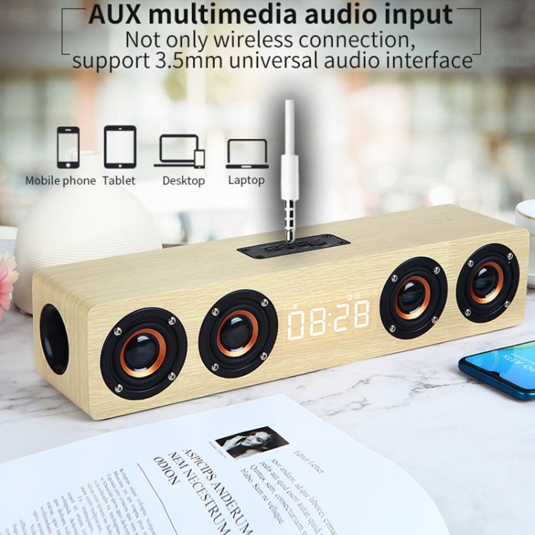 W8C 木製クロックサブウーファー Bluetoothスピーカー TFカード＆Uディスク＆3.5mm AUX対応