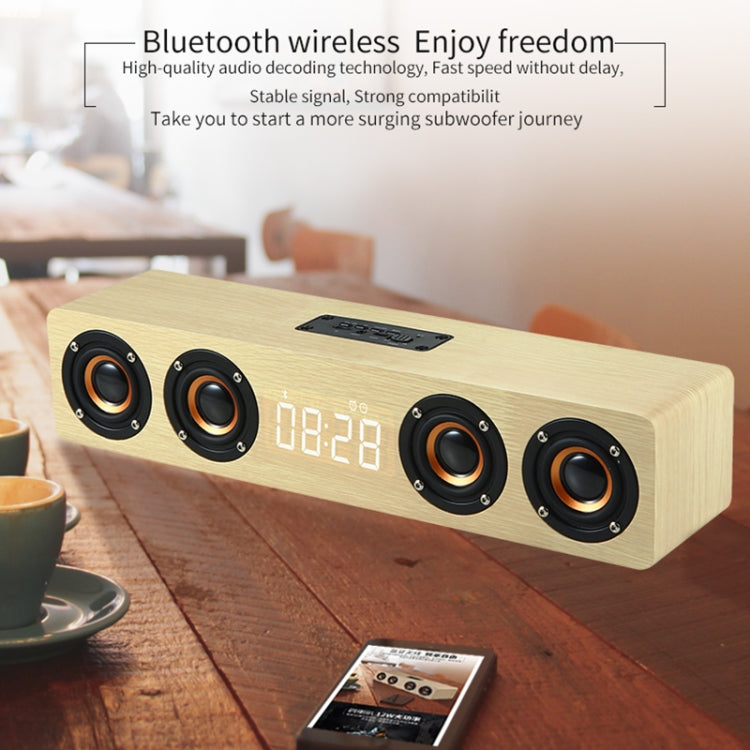 W8C 木製クロックサブウーファー Bluetoothスピーカー TFカード＆Uディスク＆3.5mm AUX対応