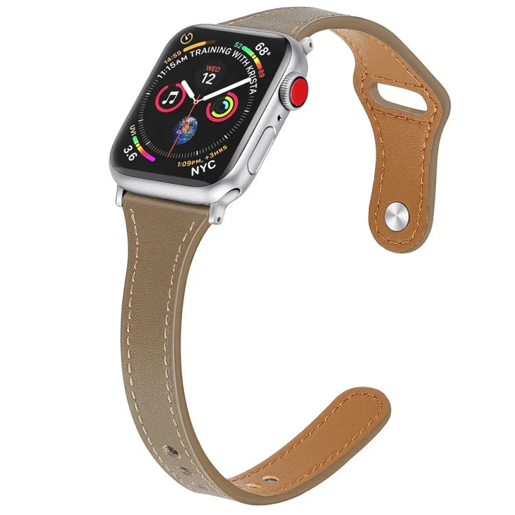 レザー交換用ストラップ 時計バンド スチールボタン付き、Apple Watch Series 7 41mm / & 6 & SE & 5 & 4 40mm 用、Apple Watch Series 7 45mm / & 6 & SE & 5 & 4 44mm 用
